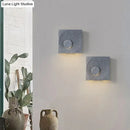 Modern black & gold cement square wall light bedroom moon sconce