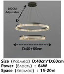Modern black & gold circular pendant light living room led rings