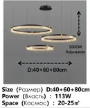 Modern black & gold circular pendant light living room led rings