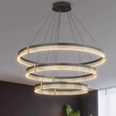Modern black & gold circular pendant light living room led rings