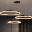 Modern black & gold circular pendant light living room led rings