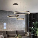 Modern black & gold circular pendant light living room led rings