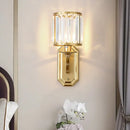 Modern black & gold clear crystal wall sconce for bedroom