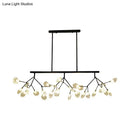 Modern black & gold clear glass bubble chandelier dining room light