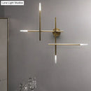 Modern black & gold crossed lines led wall light bedroom fixture