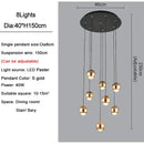Modern black & gold crystal ball pendant light for living room