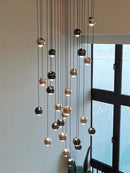 Modern black & gold crystal ball pendant light for living room