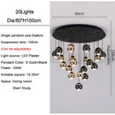 Modern black & gold crystal ball pendant light for living room