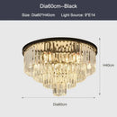 Modern black & gold crystal ceiling chandelier living room light