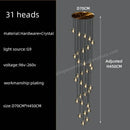 Modern black & gold crystal chandelier led staircase pendant light