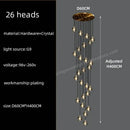 Modern black & gold crystal chandelier led staircase pendant light