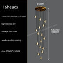 Modern black & gold crystal chandelier led staircase pendant light