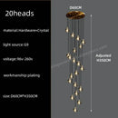 Modern black & gold crystal chandelier led staircase pendant light