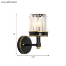 Modern black & gold crystal cylinder wall light hallway sconce