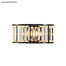 Modern black & gold crystal half cylinder wall sconce bedroom light