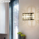 Modern black & gold crystal half cylinder wall sconce bedroom light