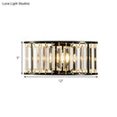 Modern black & gold crystal half cylinder wall sconce bedroom light