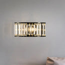 Modern black & gold crystal half cylinder wall sconce bedroom light