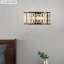 Modern black & gold crystal half cylinder wall sconce bedroom light