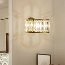 Modern black & gold crystal half cylinder wall sconce bedroom light