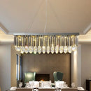 Modern black & gold crystal island pendant light dining room