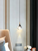 Modern black & gold crystal led ball pendant dining room light