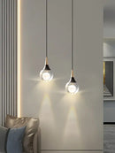 Modern black & gold crystal led ball pendant dining room light