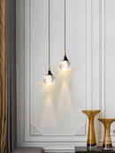 Modern black & gold crystal led ball pendant dining room light