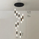 Modern black & gold crystal led chandelier staircase pendant light
