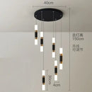Modern black & gold crystal led chandelier staircase pendant light