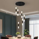 Modern black & gold crystal led chandelier staircase pendant light