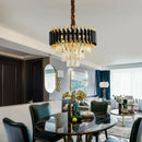 Modern black & gold crystal led pendant chandelier living room