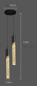 Modern black & gold crystal led pendant lamp dining room