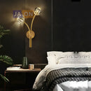 Modern black & gold crystal led wall sconce bedroom light