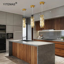 Modern black & gold crystal mini pendant chandelier – kitchen light