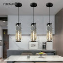 Modern black & gold crystal mini pendant chandelier – kitchen light