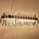 Modern black & gold crystal oval chandelier dining room ceiling light