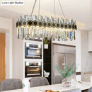 Modern black & gold crystal oval chandelier dining room ceiling light