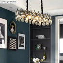 Modern black & gold crystal prism shade pendant lighting fixture dining room