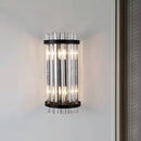 Modern black & gold crystal rod cylinder wall sconce bedroom light