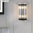 Modern black & gold crystal rod cylinder wall sconce bedroom light
