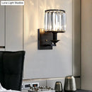 Modern black & gold crystal sconce light fixture bedroom wired electric