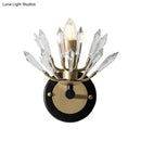 Modern black & gold crystal sconce light living room wall lamp