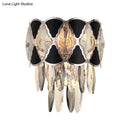 Modern black & gold crystal wall lamp fixture living room sconce