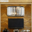 DecorBites™ Modern Metal Wall Sconce with Dual Bulbs, Crystal Block & Black/Gold Finish
