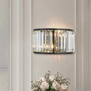 DecorBites™ Modern Metal Wall Sconce with Dual Bulbs, Crystal Block & Black/Gold Finish