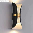 Modern black & gold curved wall lamp for bedroom