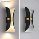 Modern black & gold curved wall lamp for bedroom