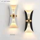 Modern black & gold curved wall lamp for bedroom