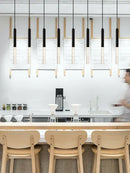 Modern black & gold cylinder pendant lights for kitchen island